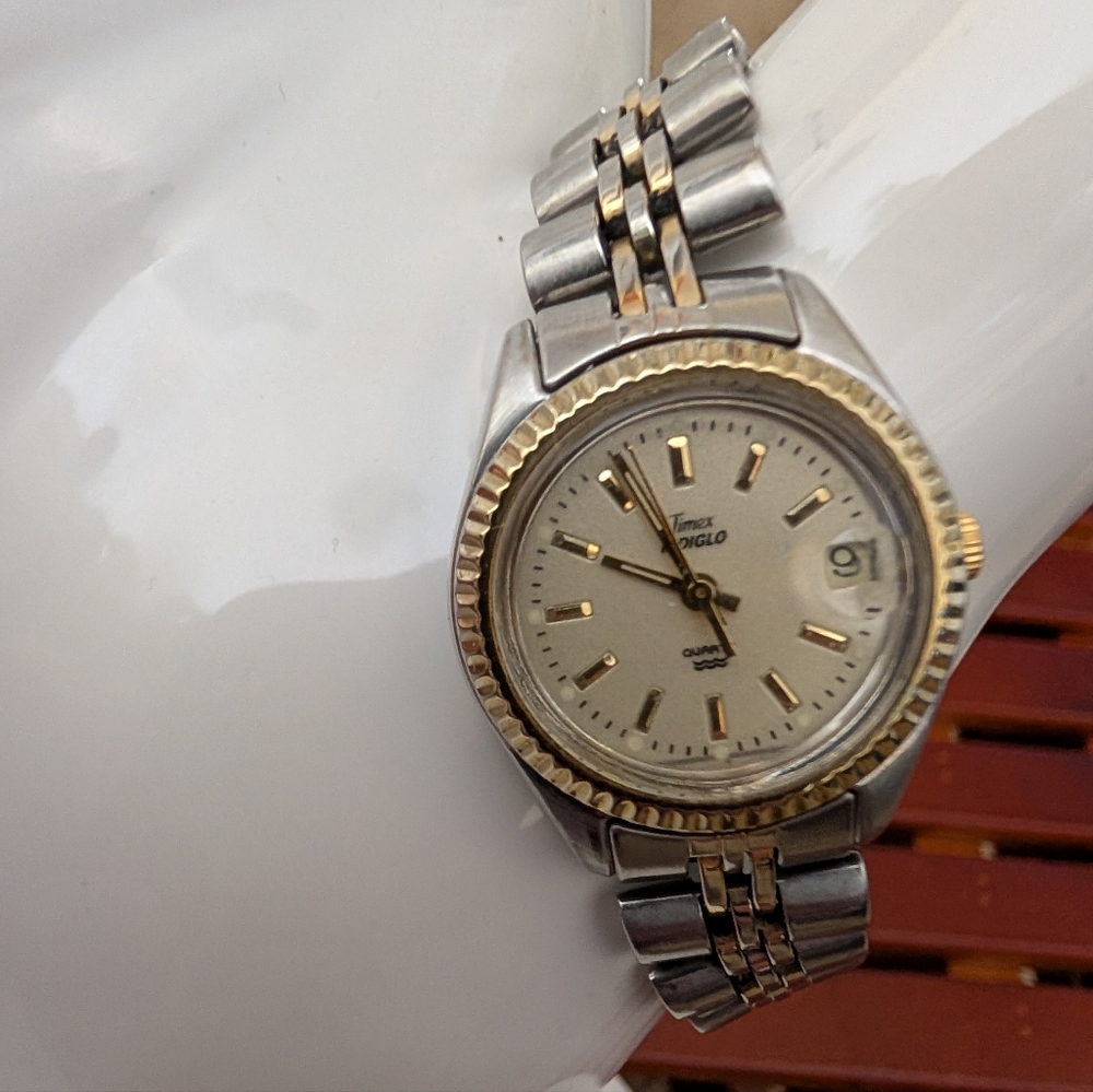 Vintage Timex Indiglo Two-Tone Bracelet Watch